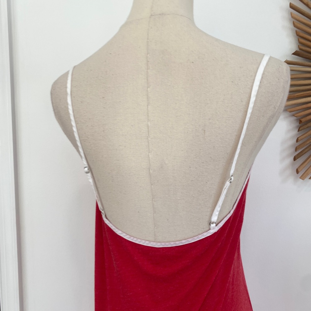 Victoria's Secret Red White Trim Cami Mini Dress Loungewear Coquette M - Picture 6 of 12